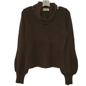 Penny Pull Chocolate Brown Knit V-Neck Sweater & Infinity Scarf Set Size Large